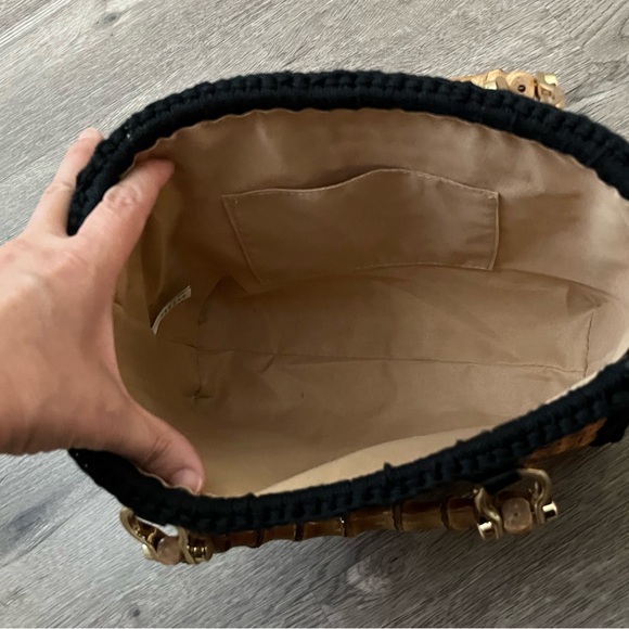 LILLY PULITZER MINI GREYDON CANE TOTE *ONYX* NATURAL BAMBOO - Picture 8 of 11